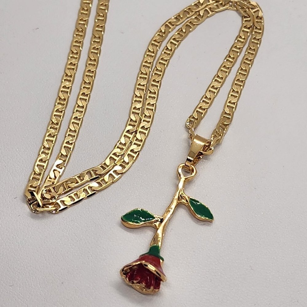 Brand New Brazilian 18k Gold Filled Rose Necklace